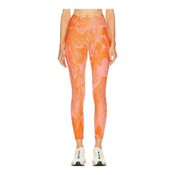 Adidas By Stella McCartney Cropped Printed Leggings Bright Orange Size L NEW - Picture 1 of 14